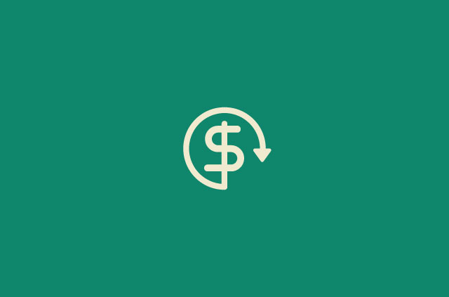 A dollar sign encircled by an arrow.