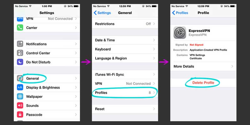 Screenshot: iOS settings