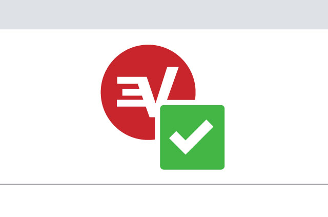 The ExpressVPN logo with a green tick.