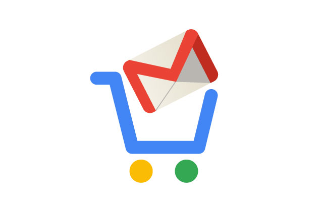 A google shopping cart with the Gmail logo inside the cart.